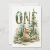 Woodland Capybara 1st Birthday Invitation Feestdagenkaart (Voorkant)