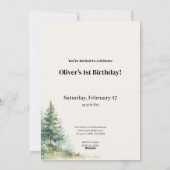 Woodland Capybara 1st Birthday Invitation Feestdagenkaart (Achterkant)