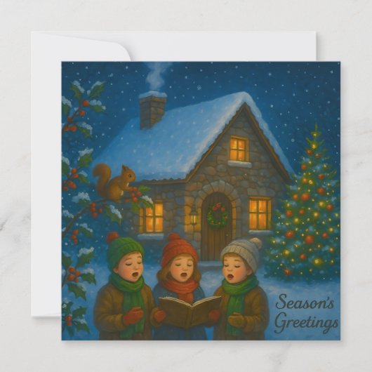 Woodland Carol Choir Feestdagenkaart (Voorkant)