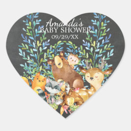 Woodland Chalkboard Baby shower Favor Sticker