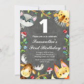 Woodland Chalkboard verjaardagsuitnodiging Kaart (Voorkant)