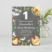 Woodland Chalkboard verjaardagsuitnodiging Kaart (Staand voorkant)