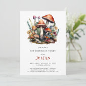 Woodland Champignons 1e verjaardag Kaart (Staand voorkant)