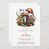 Woodland Champignons 1e verjaardag Kaart (Voorkant / Achterkant)