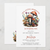 Woodland Champignons 1e verjaardag Kaart (Voorkant / Achterkant)