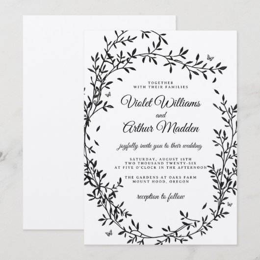 Woodland Charm Huwelijksuitnodiging Kaart (Voorkant / Achterkant)