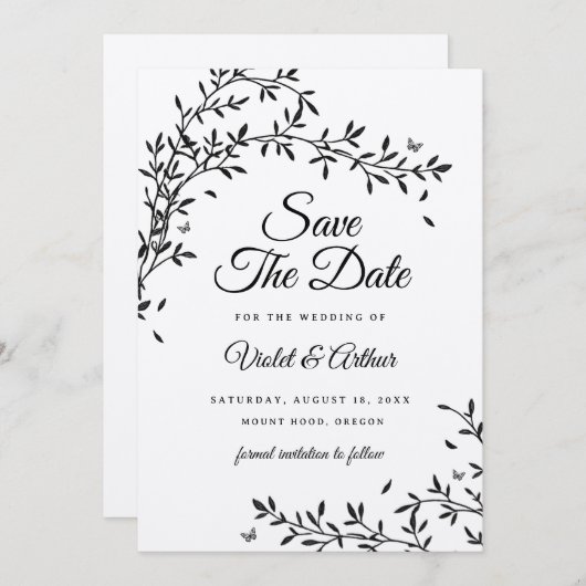 Woodland Charm Wedding Bewaar de datum Kaart (Voorkant / Achterkant)