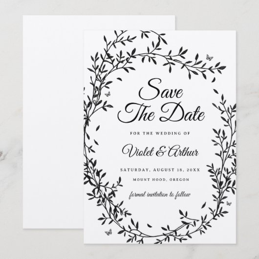 Woodland Charm Wedding Bewaar de datum Kaart (Voorkant / Achterkant)
