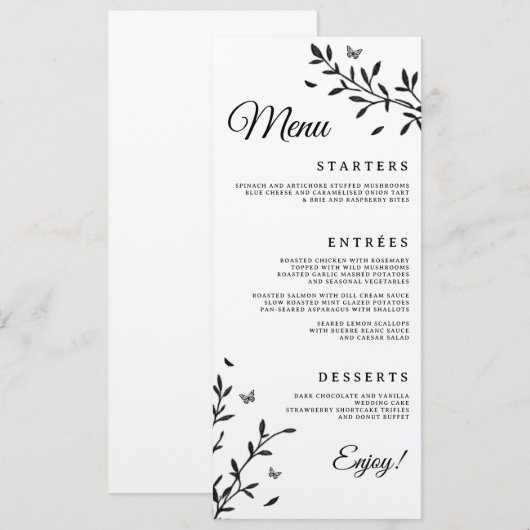 Woodland Charm Wedding Dinner Menu (Voorkant / Achterkant)