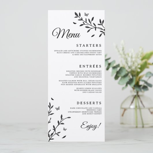 Woodland Charm Wedding Dinner Menu (Staand voorkant)