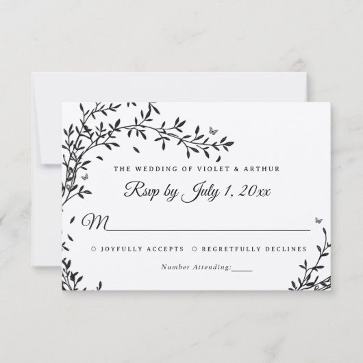 Woodland Charm Wedding RSVP Kaart (Voorkant)