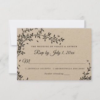 Woodland Charm Wedding RSVP Kaart