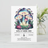 Woodland Charming Digitale Paddenstoel Verjaardag Kaart (Staand voorkant)