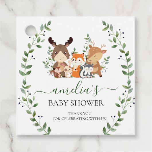Woodland Chic groen bos dier dank u Bedankjes Labels (Voorkant)