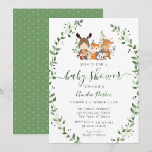 Woodland Chic groen Bos Dieren Baby shower