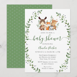 Woodland Chic groen Bos Dieren Baby shower Kaart