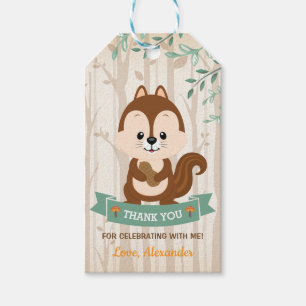 Woodland Chipmunk Forest Verjaardag Baby shower Cadeaulabel