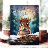 Woodland Chipmunk Vrolijk Kerst Rustiek Bos Feestdagenkaart