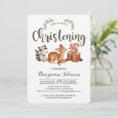 Woodland Christening Uitnodiging (Staand voorkant)