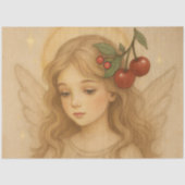 Woodland Christmas Angel with Cherries Tissuepapier (Voorkant)