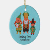 Woodland Christmas Animal Snowy Winter Holiday Keramisch Ornament (Rechts)