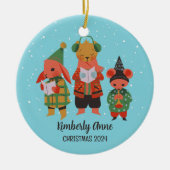 Woodland Christmas Animal Snowy Winter Holiday Keramisch Ornament (Voorkant)