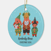 Woodland Christmas Animal Snowy Winter Holiday Keramisch Ornament (Links)