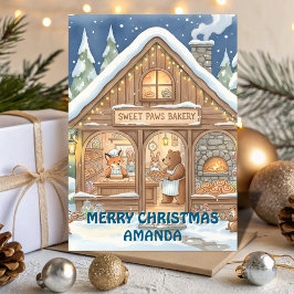 Woodland Christmas Bakery Kids Card Feestdagen Kaart