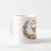 Woodland Christmas Deer Mug, Cute Holiday Fawn Cup Koffiemok (Voorkant links)