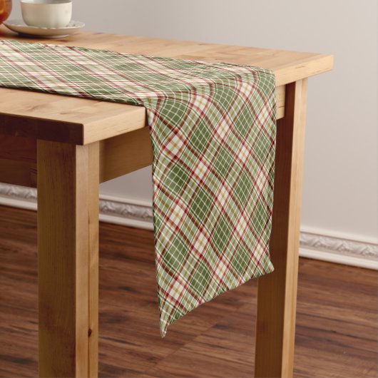 Woodland Christmas Diagonal Plaid Lange Tafelloper (Voorbeeld)