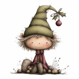 Woodland Christmas Elf Staand Fotobeeldje