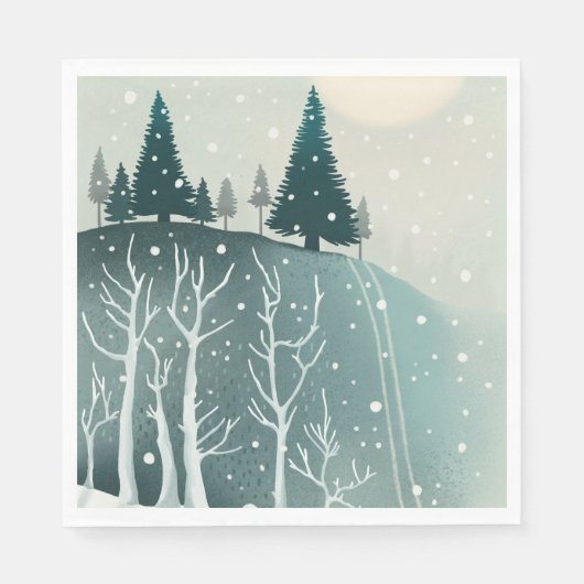 Woodland Christmas Holiday natuur. Winterbos Servet (Voorkant)