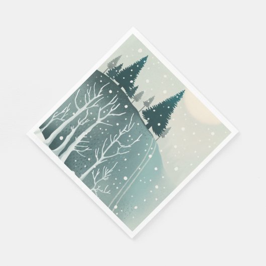 Woodland Christmas Holiday natuur. Winterbos Servet (Hoek)