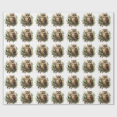 Woodland Christmas Owl Cadeaupapier (Vlak)