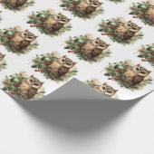 Woodland Christmas Owl Cadeaupapier (Hoek)