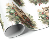 Woodland Christmas Owl Cadeaupapier (Rol Hoek)