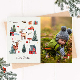 Woodland Christmas Photo Card Kaart