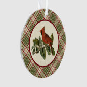 Woodland Christmas Plaid met  kardinaal Ornament (voorkant)