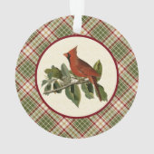 Woodland Christmas Plaid met  kardinaal Ornament (achterkant)