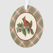 Woodland Christmas Plaid met  kardinaal Ornament (voorkant)