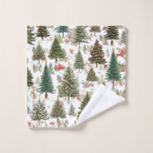 Woodland Christmas Trees,Forest Design Bad Handdoek (Wasdoekje)
