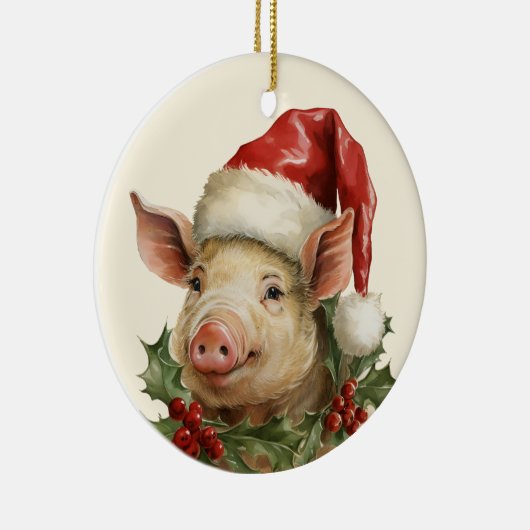 Woodland Christmas varken tekst toevoegen waterver Keramisch Ornament (Rechts)