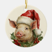 Woodland Christmas varken tekst toevoegen waterver Keramisch Ornament (Voorkant)