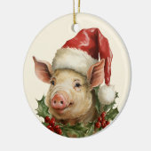 Woodland Christmas varken tekst toevoegen waterver Keramisch Ornament (Links)