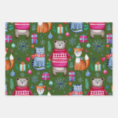 Woodland Christmas Winter Forest Beer Cat Fox Inpakpapier Vel (Voorkant 3)