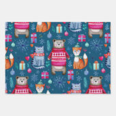 Woodland Christmas Winter Forest Beer Cat Fox Inpakpapier Vel (Voorkant 2)
