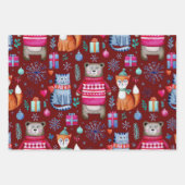 Woodland Christmas Winter Forest Beer Cat Fox Inpakpapier Vel (Voorkant)
