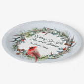Woodland Christmas Wreath, Cardinal, Snowflakes Papieren Bordje (Gekanteld)