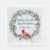 Woodland Christmas Wreath, Cardinal, Snowflakes Servet (Voorkant)