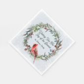 Woodland Christmas Wreath, Cardinal, Snowflakes Servet (Hoek)